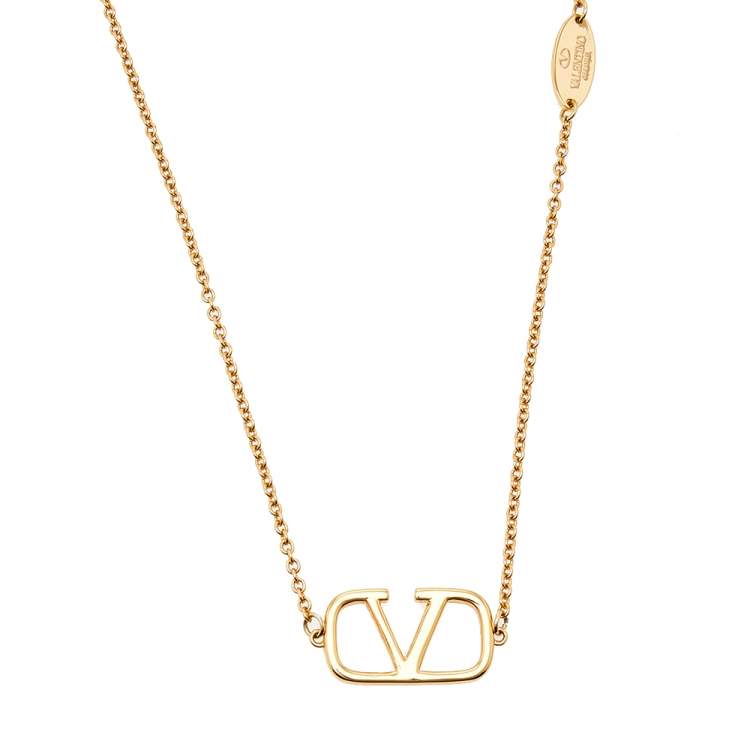 Valentino Gold Tone Vlogo Pendant Necklace Valentino | The Luxury Closet