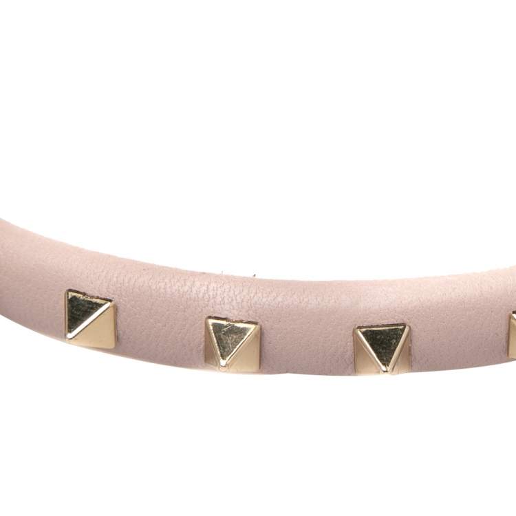 Pre Owned Valentino Pink Leather Rockstud Headband