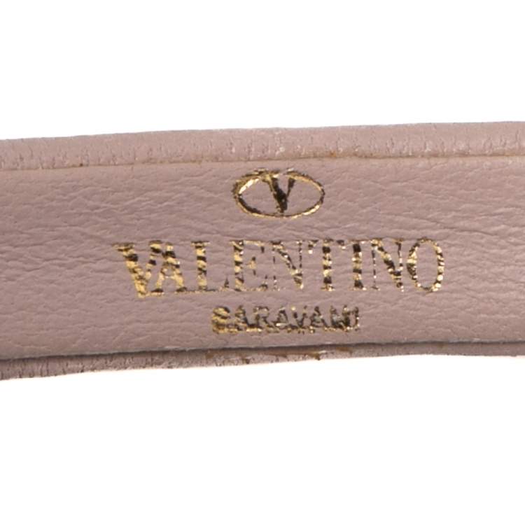 Pre Owned Valentino Pink Leather Rockstud Headband