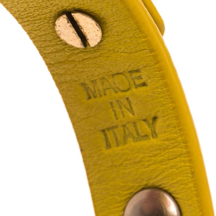 Pre Owned Valentino Yellow Leather Rockstud Wrap Bracelet 