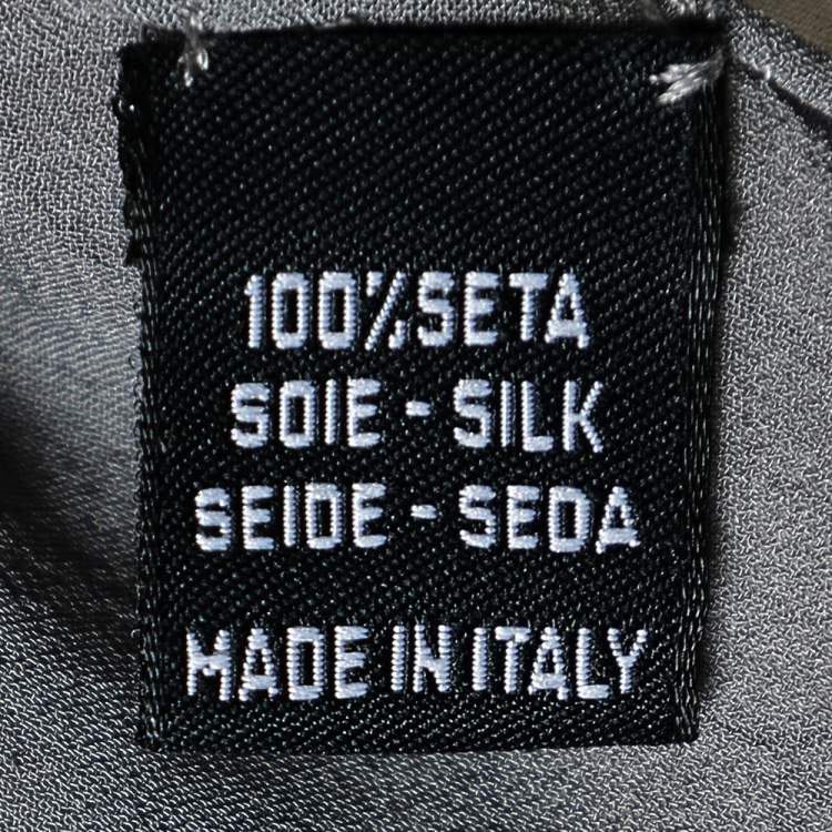 Pre Owned Valentino Grey Floral Print Crepe Silk Scarf