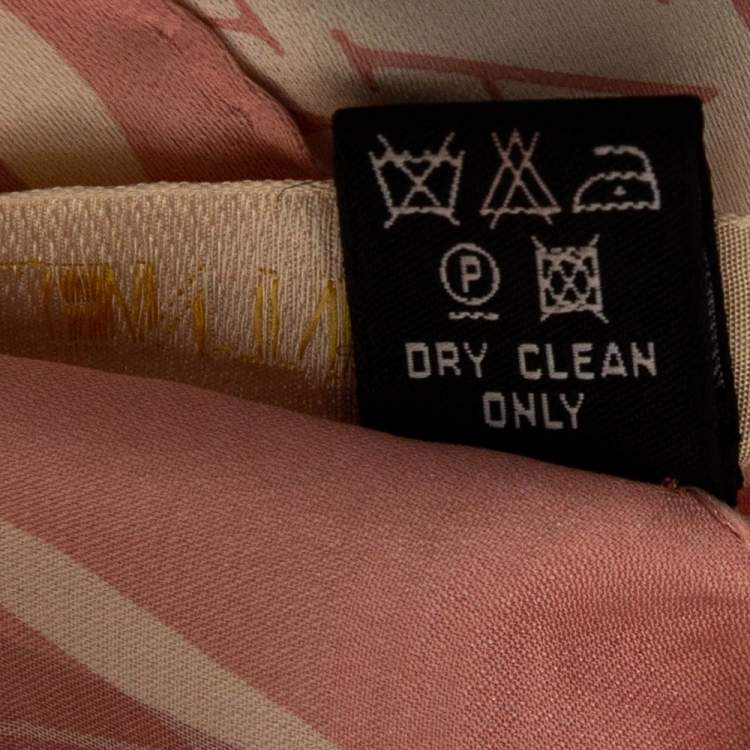 Pre Owned Valentino Pink & White Logo Print Silk Scarf
