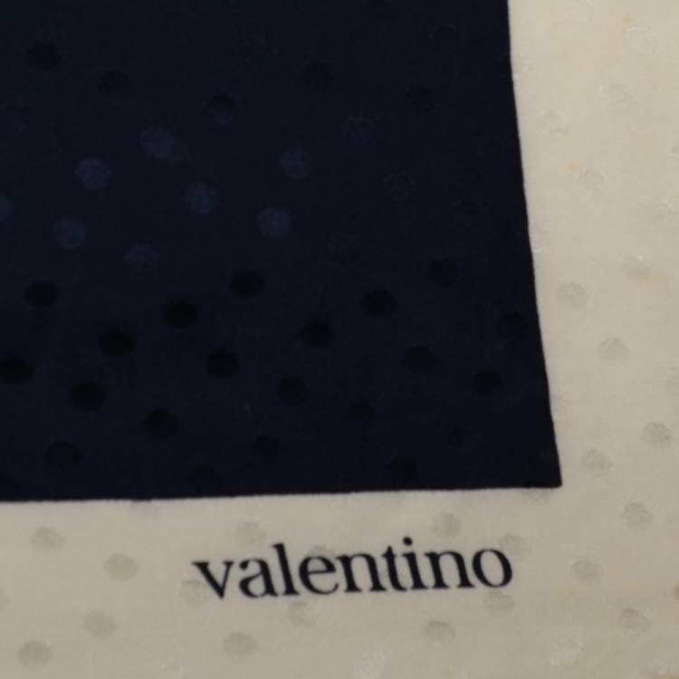 Pre Owned Valentino Stratos Printed Blue Silk Scarf