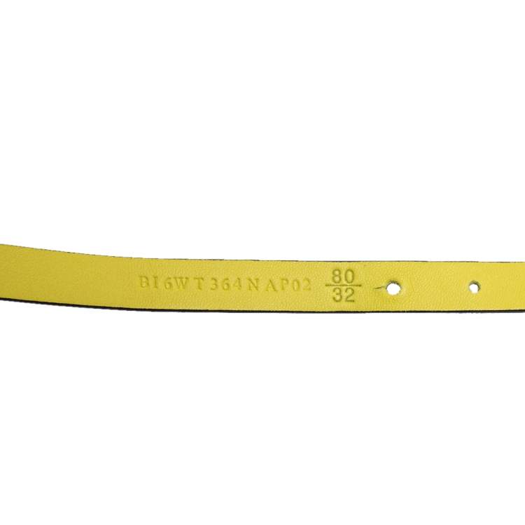 Pre Owned Valentino Yellow Leather Oversized Bow Belt 80 CM