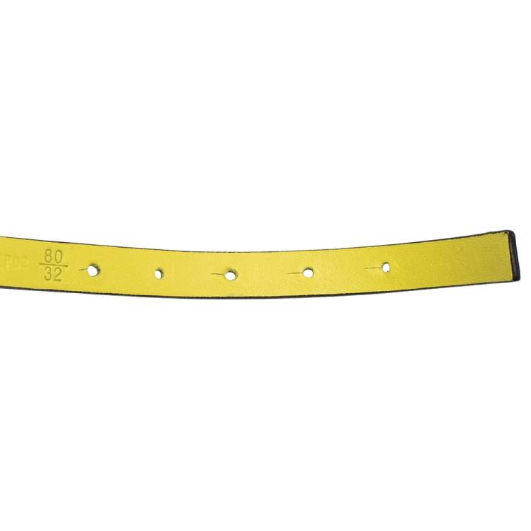 Pre Owned Valentino Yellow Leather Oversized Bow Belt 80 CM