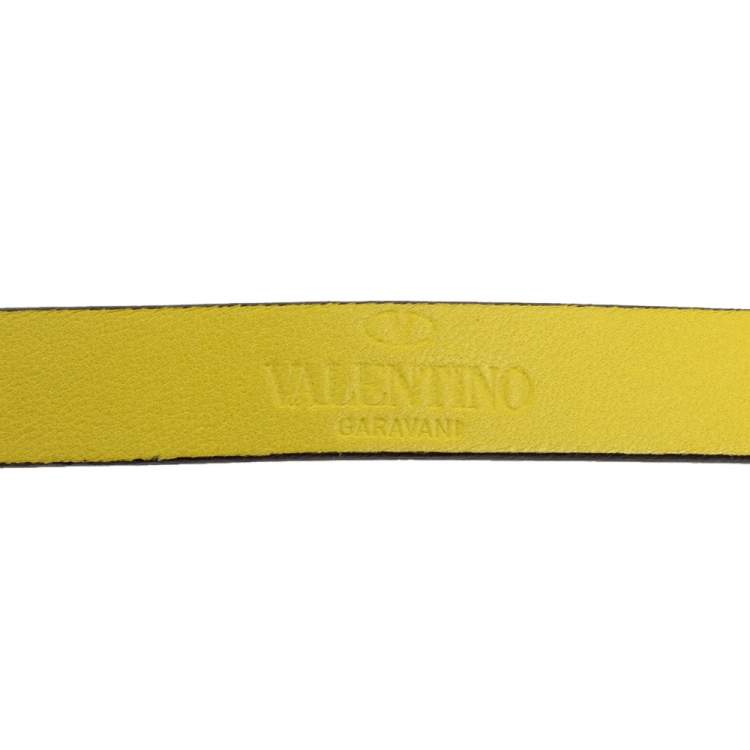 Pre Owned Valentino Yellow Leather Oversized Bow Belt 80 CM