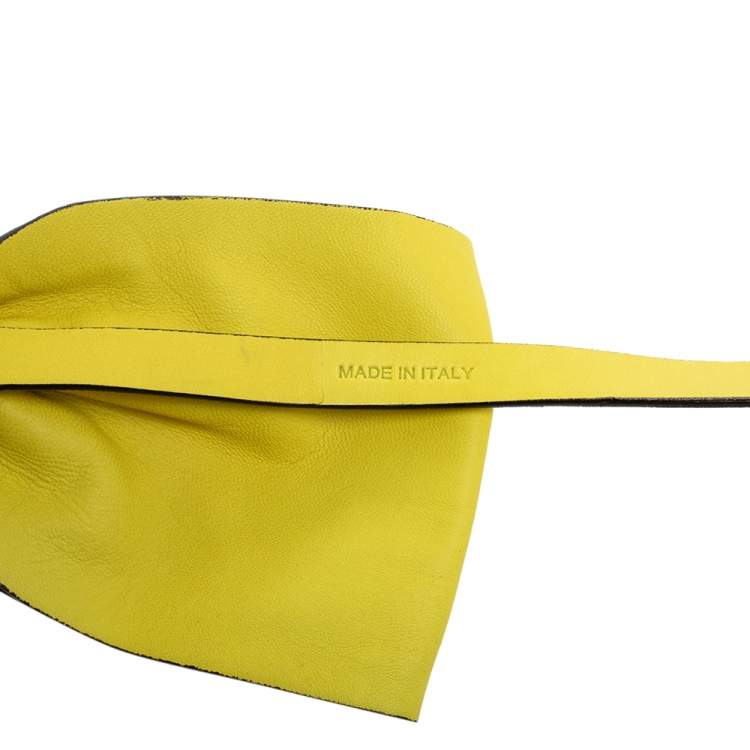 Pre Owned Valentino Yellow Leather Oversized Bow Belt 80 CM