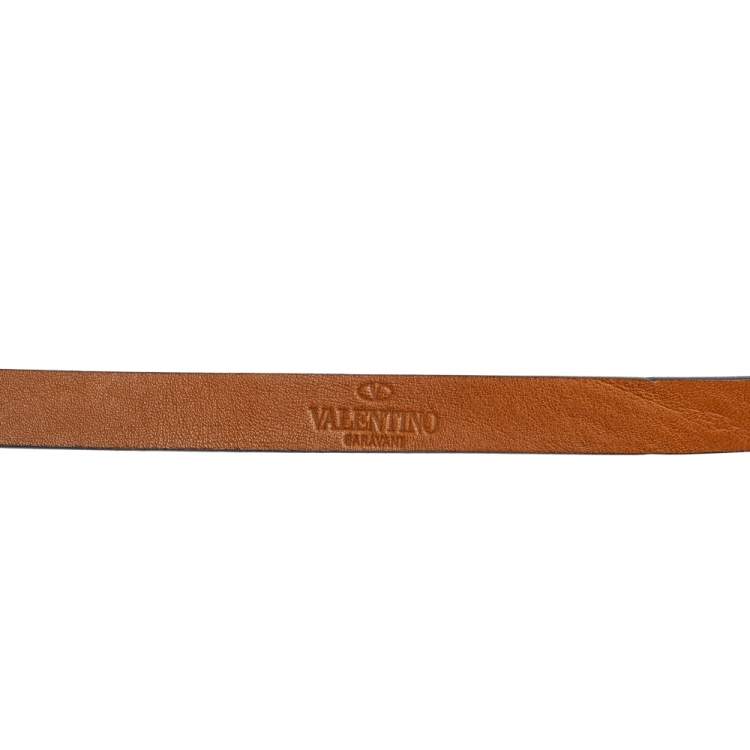 Pre Owned Valentino Brown Leather Bow Waist Belt 80CM