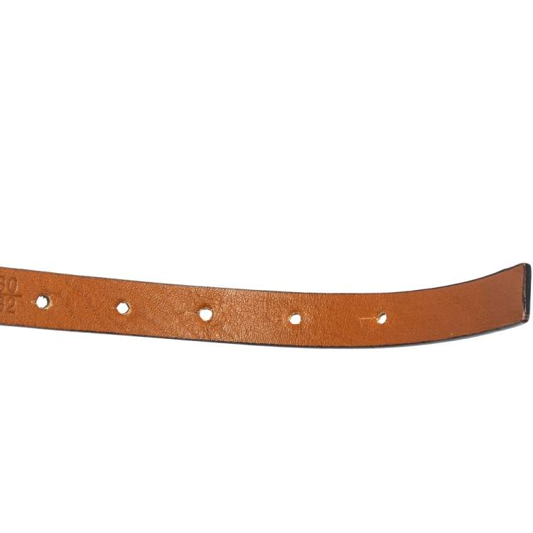 Pre Owned Valentino Brown Leather Bow Waist Belt 80CM