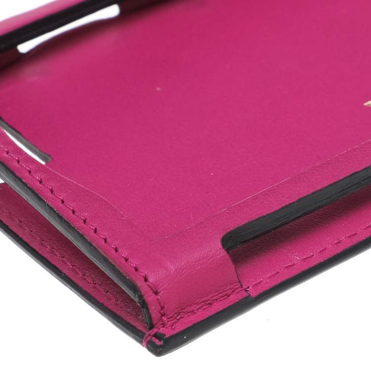Pre Owned Valentino Pink Leather Rockstud  Wristlet Phone Case