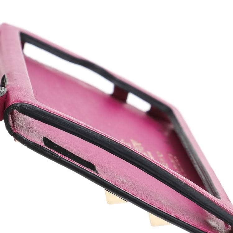 Pre Owned Valentino Pink Leather Rockstud  Wristlet Phone Case
