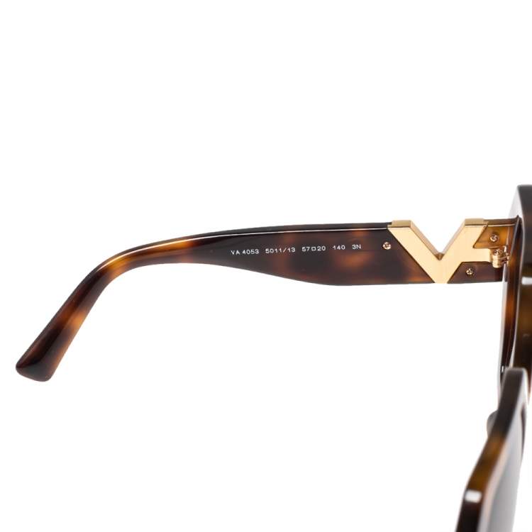 Pre Owned Valentino Brown Havana VA 4053 Geometric Gradient Sunglasses