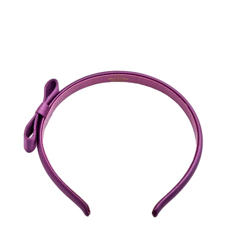 مملوكة مسبقًا Valentino Pink Satin Crystals Gold Tone Metal Hair Band