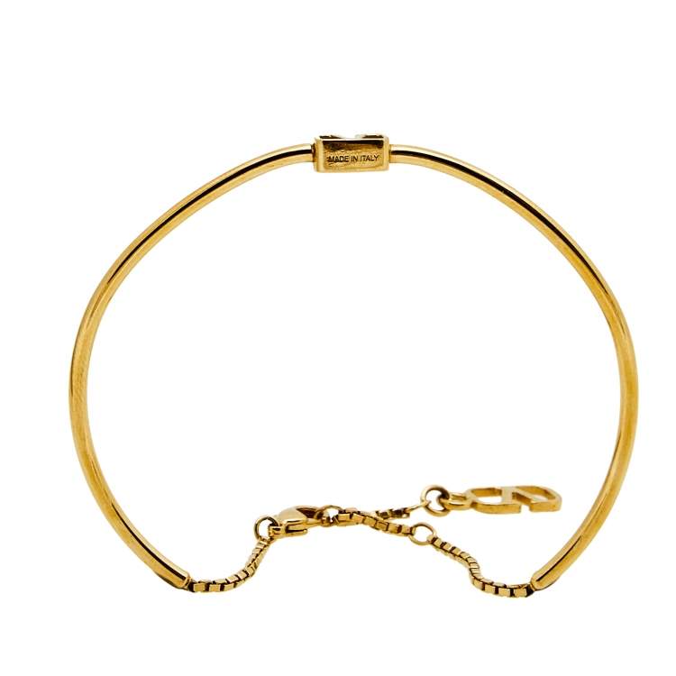 Pre Owned Valentino VLogo Gold Tone Cuff Bracelet