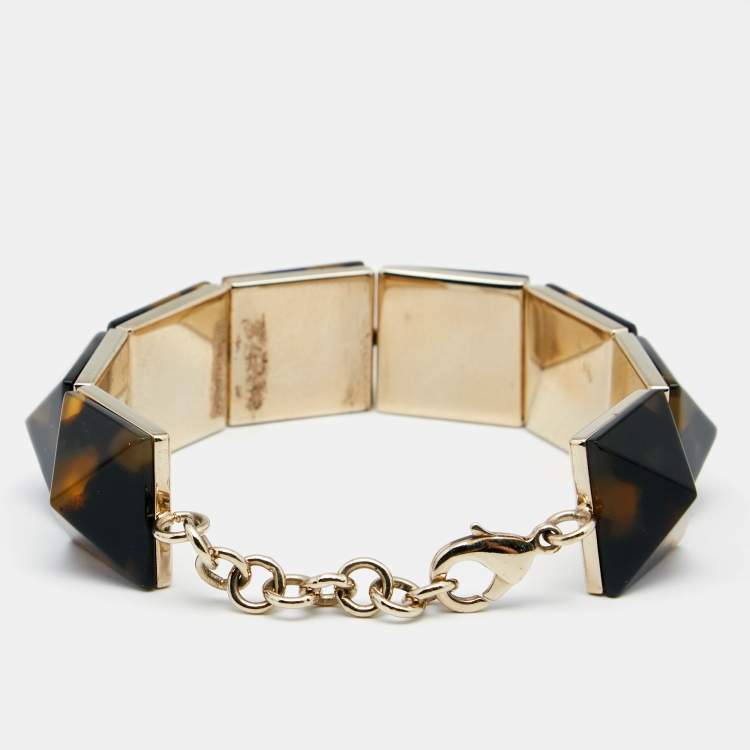 Pre Owned Valentino Brown Tortoiseshell Va Va Voom Bracelet