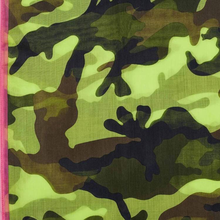Pre Owned Valentino Green Camo Print Cotton Scarf