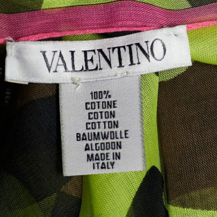 Pre Owned Valentino Green Camo Print Cotton Scarf