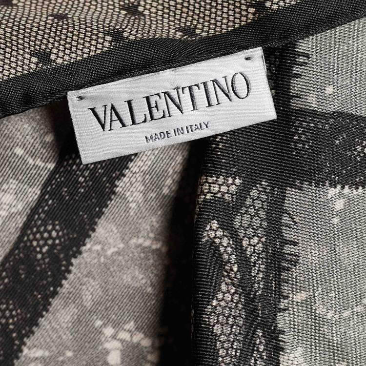 Pre Owned Valentino Black & Pink Lace Print Silk Scarf