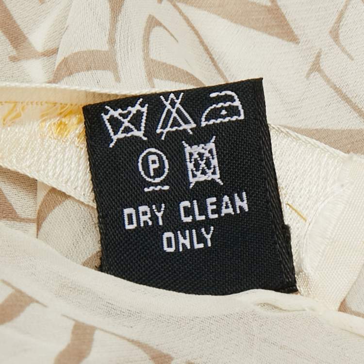 Pre Owned Valentino Beige Logo Printed Silk Scarf 