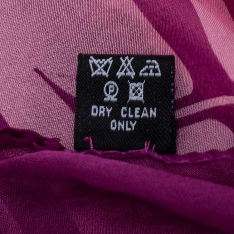 Pre Owned Valentino Purple & Pink Logo Printed Silk Scarf 