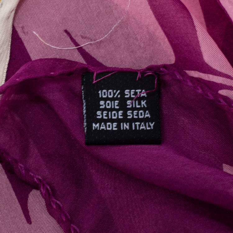 Pre Owned Valentino Purple & Pink Logo Printed Silk Scarf 