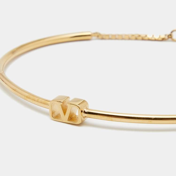 Valentino VLogo Signature Gold Tone Metal Cuff Bracelet Valentino