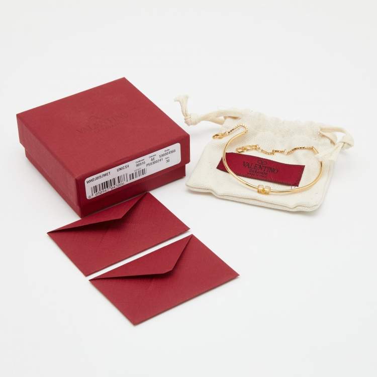 Pre Owned Valentino VLogo Gold Tone Cuff Bracelet