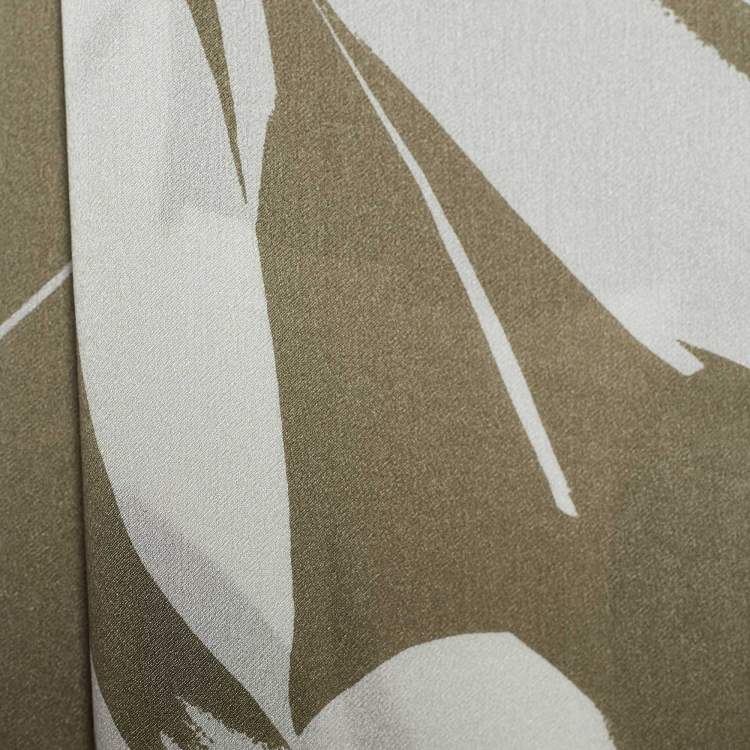 Pre Owned Valentino Olive Green Printed Silk Satin Scarf