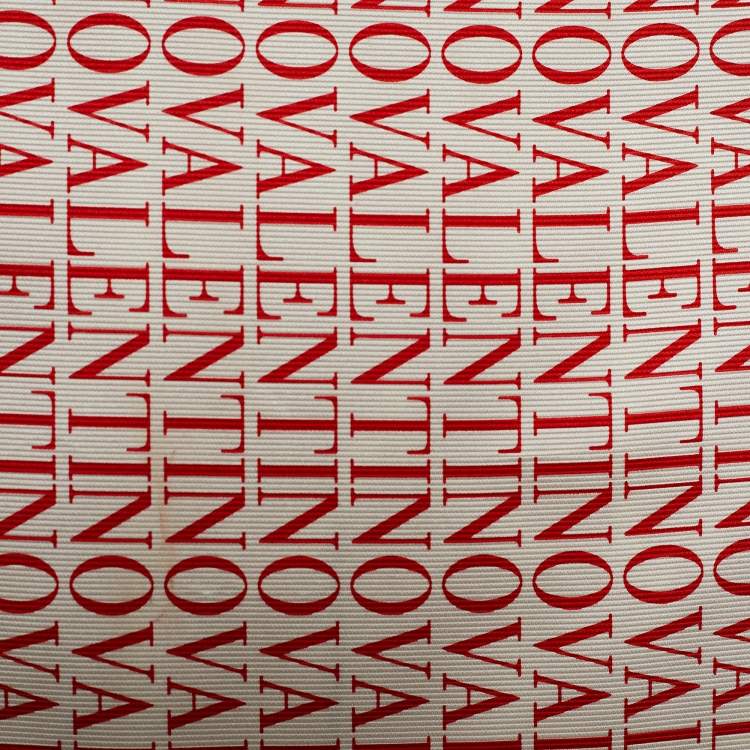 Pre Owned Valentino Red Logo Print Silk Stole