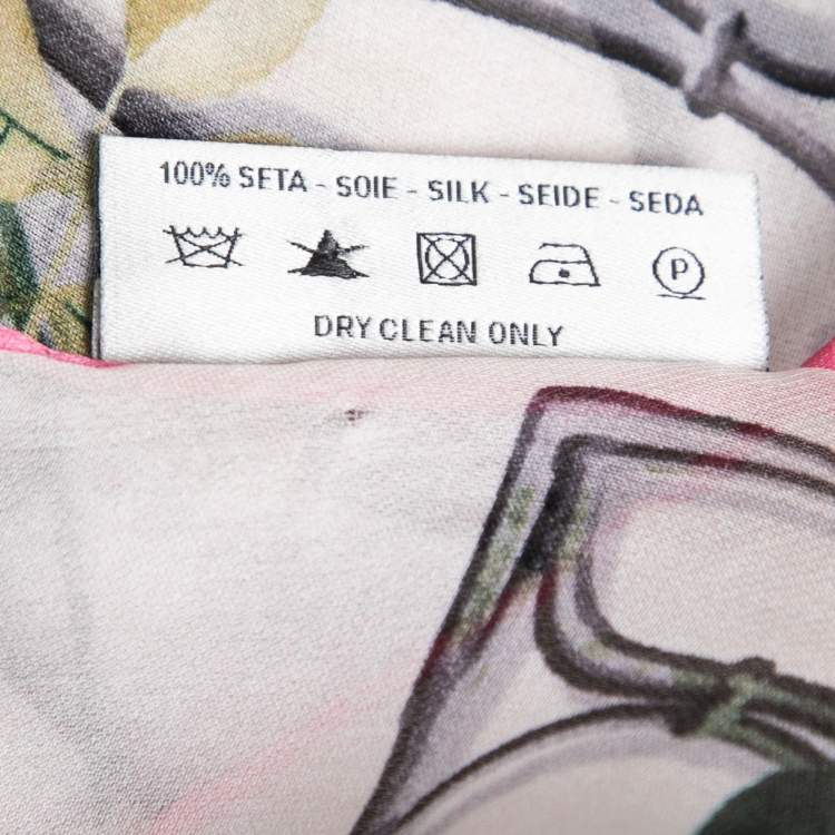 Pre Owned Valentino Pale Pink Floral Print Silk Scarf