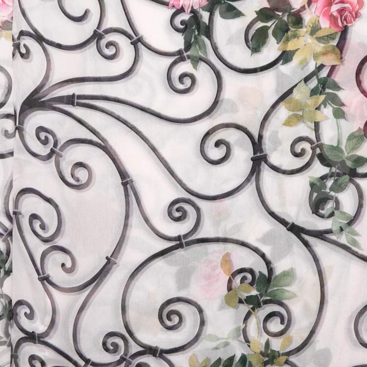 Pre Owned Valentino Pale Pink Floral Print Silk Scarf