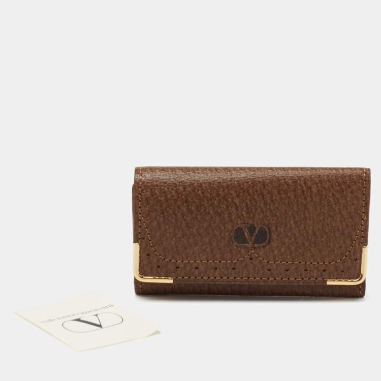 Pre Owned Valentino Brown Leather Key Holder