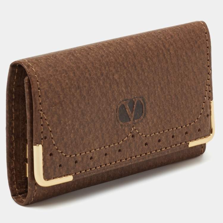 Pre Owned Valentino Brown Leather Key Holder