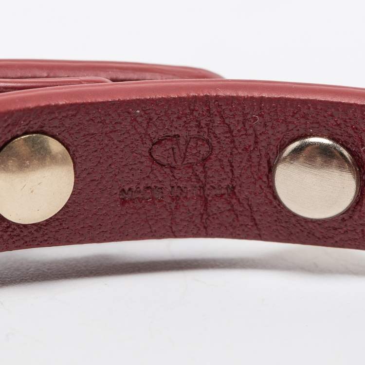 Pre Owned Valentino Rockstud  Leather Gold Tone Bracelet