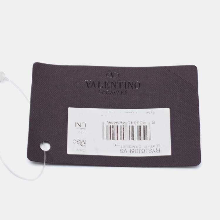 Pre Owned Valentino Navy Blue Leather Mini Rockstud Wrap Bracelet