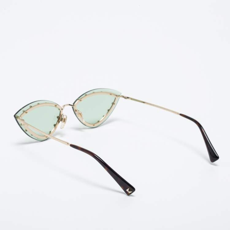 Pre Owned Valentino Green VA2033 Embellished Cat Eye Sunglasses