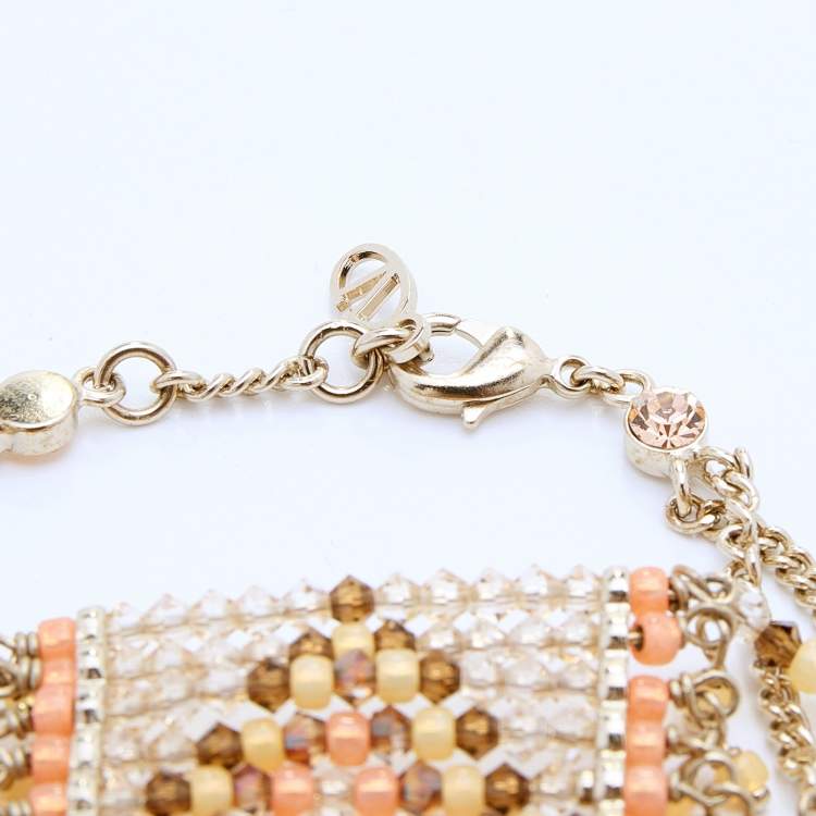 Pre Owned Valentino Multicolor Geometric Patterned Beaded Bracelet