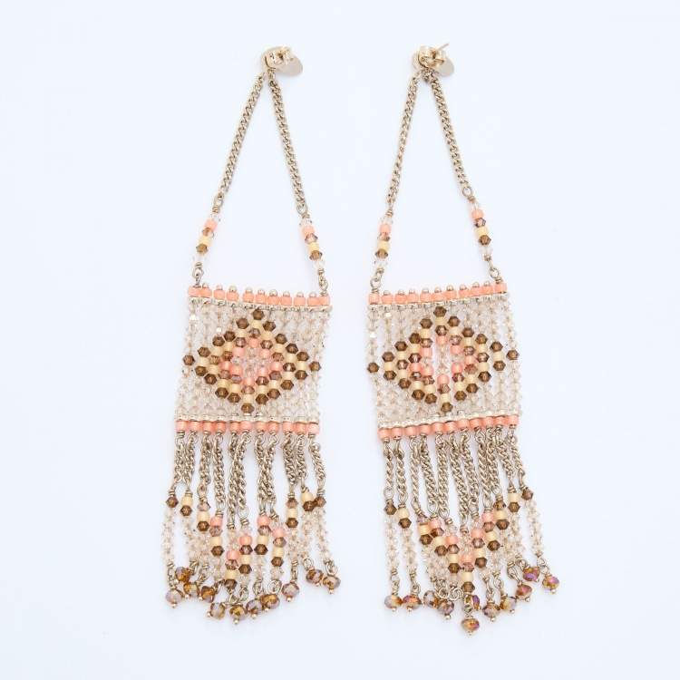 Pre Owned Valentino Native Couture Beaded Drop Earrings