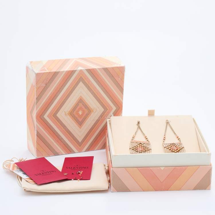 Pre Owned Valentino Native Couture Beaded Drop Earrings