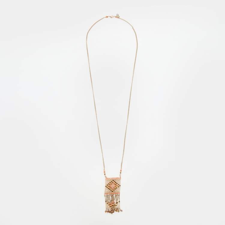 Pre Owned Valentino Native Couture Beaded Pendant Necklace