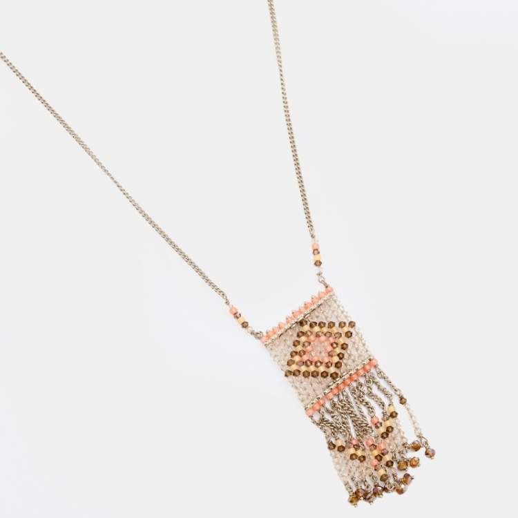 Pre Owned Valentino Native Couture Beaded Pendant Necklace