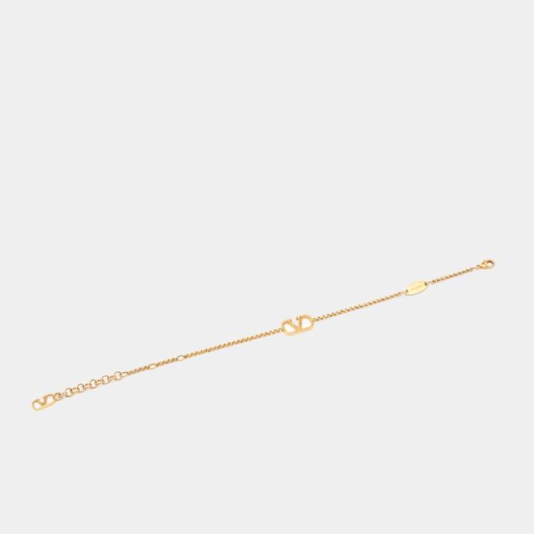 Pre Owned Valentino Gold Tone VLogo Bracelet