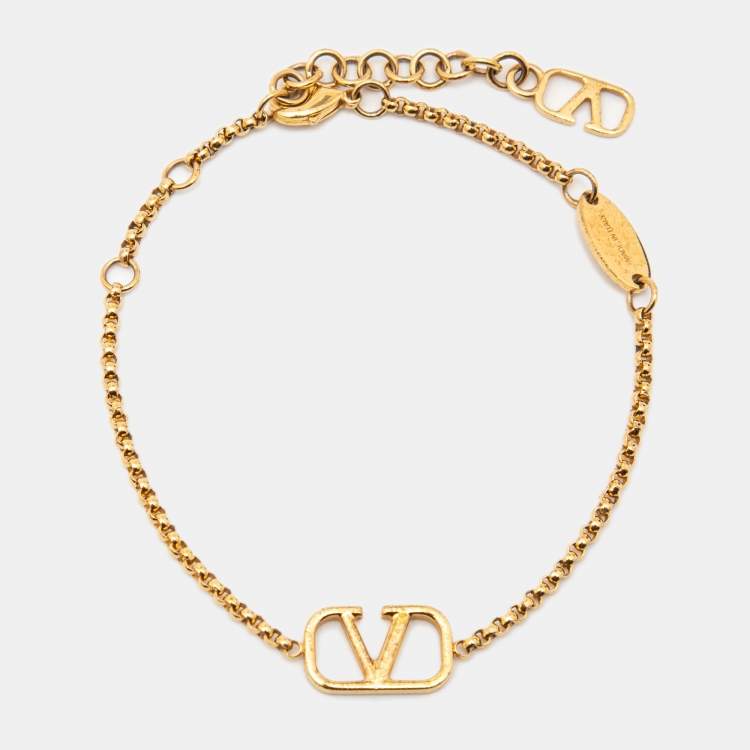 Pre Owned Valentino Gold Tone VLogo Bracelet