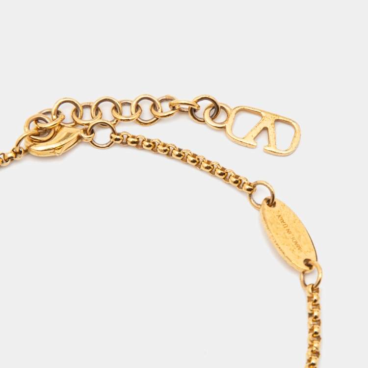 Pre Owned Valentino Gold Tone VLogo Bracelet