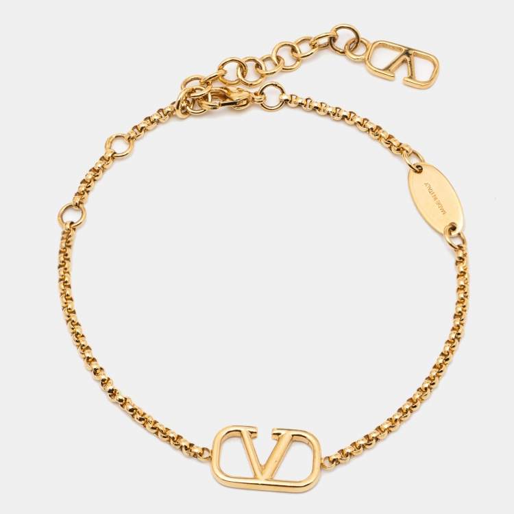 Pre Owned Valentino Gold Tone VLogo Bracelet
