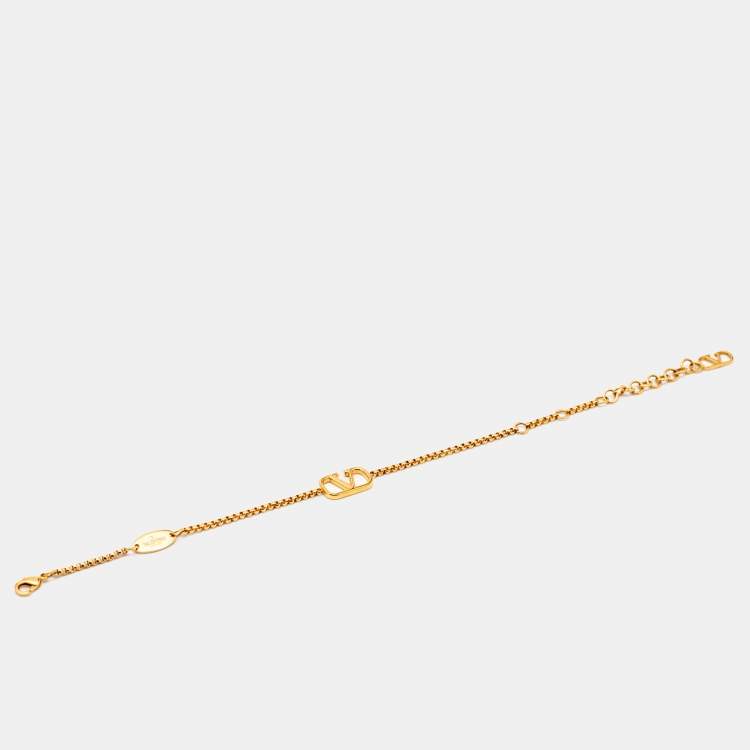 Pre Owned Valentino Gold Tone VLogo Bracelet