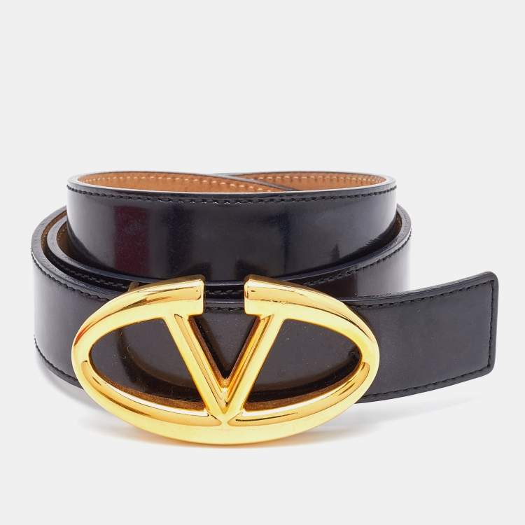 ベルト VALENTINO BLACK LEATHER VLOGO BELT Valentino Garavani - Black Leather VLogo Signature Belt