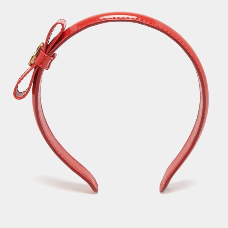 Pre Owned Valentino Red Leather Bow Headband