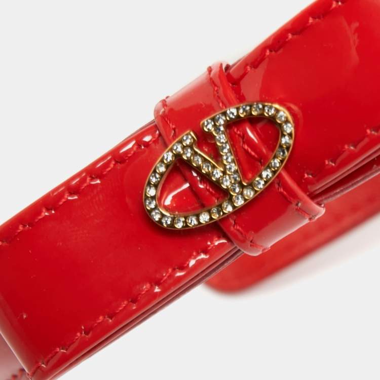 Pre Owned Valentino Red Leather Bow Headband