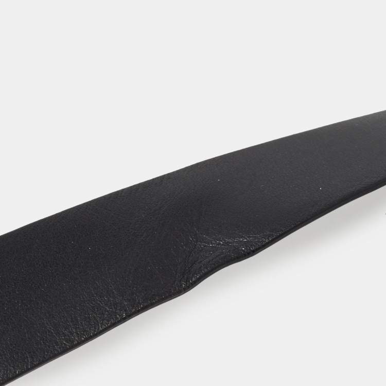 مملوكة مسبقًا Valentino Black Leather VLogo Reversible Belt 85CM